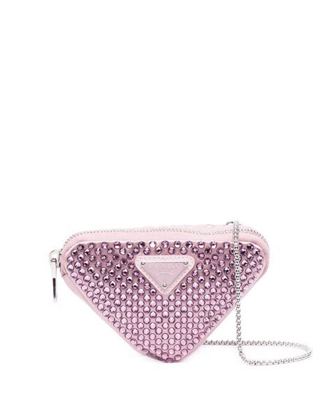 prada triangle rhinestone bag|Prada crystal embellished bag.